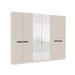 Guarda-Roupa Casal Lisboa 6 Portas 4 Gavetas com Espelho Branco/Creme - Politorno