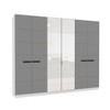 Guarda-Roupa Casal Lisboa 6 Portas 4 Gavetas com Espelho Branco/Cinza - Politorno