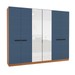 Guarda-Roupa Casal Lisboa 6 Portas 4 Gavetas com Espelho Freijó/Azul - Politorno