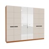 Guarda-Roupa Casal Lisboa 6 Portas 4 Gavetas com Espelho Freijó/Creme - Politorno