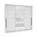 Guarda-Roupa Casal Lisboa 3 Portas 4 Gavetas com Espelho Branco - Politorno