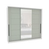 Guarda-Roupa Casal Lisboa 3 Portas 4 Gavetas com Espelho Branco/Verde - Politorno