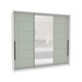 Guarda-Roupa Casal Lisboa 3 Portas 4 Gavetas com Espelho Branco/Verde - Politorno