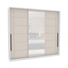 Guarda-Roupa Casal Lisboa 3 Portas 4 Gavetas com Espelho Branco/Creme - Politorno