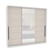 Guarda-Roupa Casal Lisboa 3 Portas 4 Gavetas com Espelho Branco/Creme - Politorno