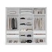 Guarda-Roupa Casal Lisboa 3 Portas 4 Gavetas com Espelho Branco/Cinza - Politorno