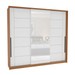 Guarda-Roupa Casal Lisboa 3 Portas 4 Gavetas com Espelho Freijó/Branco - Politorno