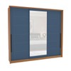 Guarda-Roupa Casal Lisboa 3 Portas 4 Gavetas com Espelho Freijó/Azul - Politorno
