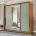 Guarda-Roupa Casal Lisboa 3 Portas 4 Gavetas com Espelho Freijó/Verde - Politorno