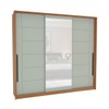Guarda-Roupa Casal Lisboa 3 Portas 4 Gavetas com Espelho Freijó/Verde - Politorno