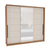 Guarda-Roupa Casal Lisboa 3 Portas 4 Gavetas com Espelho Freijó/Creme - Politorno