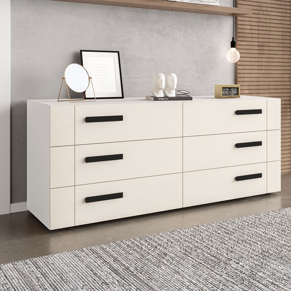 Cômoda Lisboa 6 Gavetas Branco/Creme - Politorno