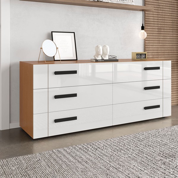 Cômoda Lisboa 6 Gavetas Freijó/Branco - Politorno