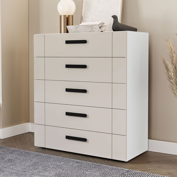 Cômoda Lisboa 5 Gavetas Branco/Creme - Politorno