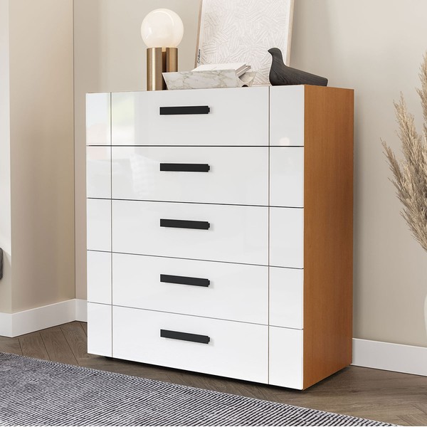 Cômoda Lisboa 5 Gavetas Freijó/Branco - Politorno