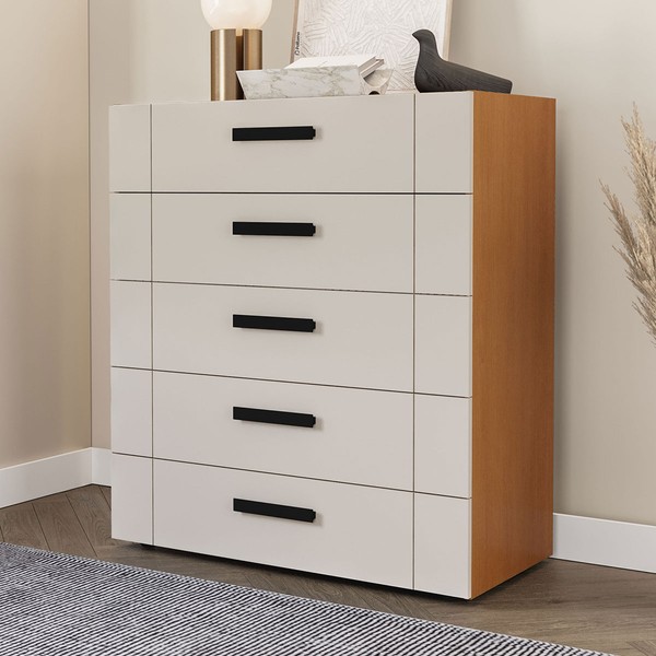 Cômoda Lisboa 5 Gavetas Freijó/Creme - Politorno
