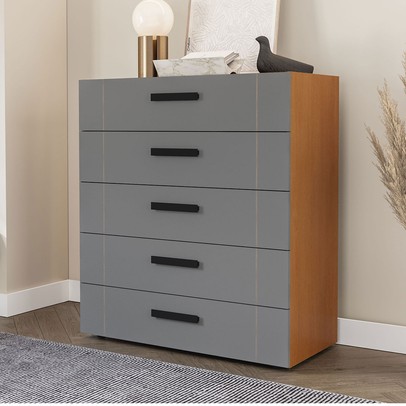 Cômoda Lisboa 5 Gavetas Freijó/Cinza - Politorno