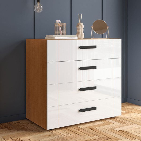 Cômoda Lisboa 4 Gavetas Freijó/Branco - Politorno