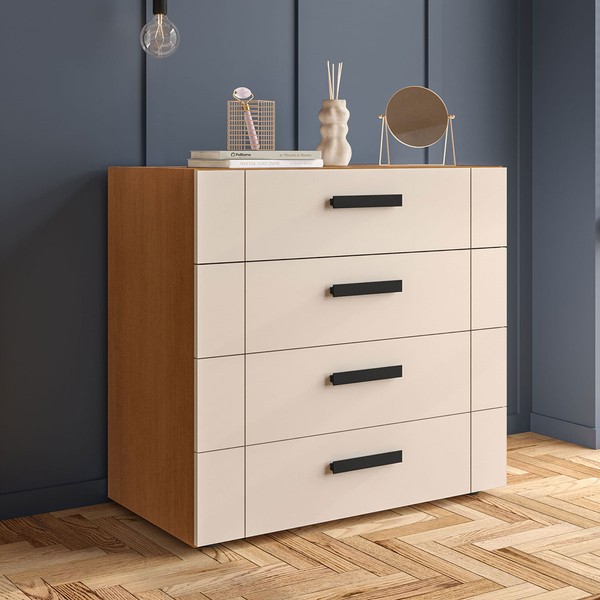 Cômoda Lisboa 4 Gavetas Freijó/Creme - Politorno