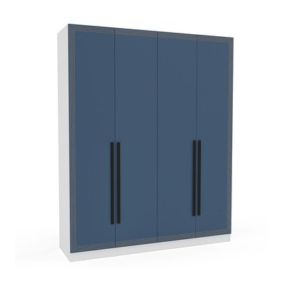 Guarda-Roupa Casal Valência 4 Portas 4 Gavetas Branco/Azul - Politorno