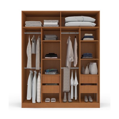 Guarda-Roupa Casal Valência 4 Portas 4 Gavetas Freijó/Creme - Politorno