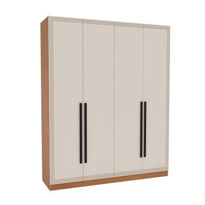 Guarda-Roupa Casal Valência 4 Portas 4 Gavetas Freijó/Creme - Politorno