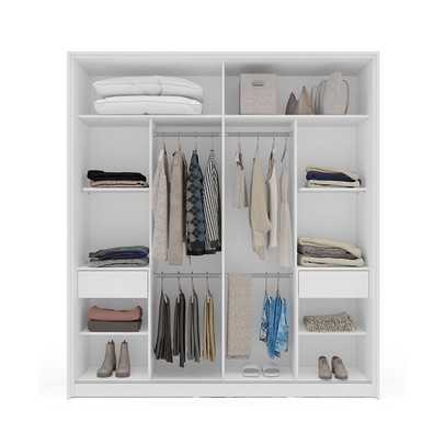 Guarda-Roupa Casal Valência 2 Portas 2 Gavetas Branco/Azul - Politorno