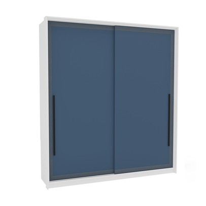 Guarda-Roupa Casal Valência 2 Portas 2 Gavetas Branco/Azul - Politorno