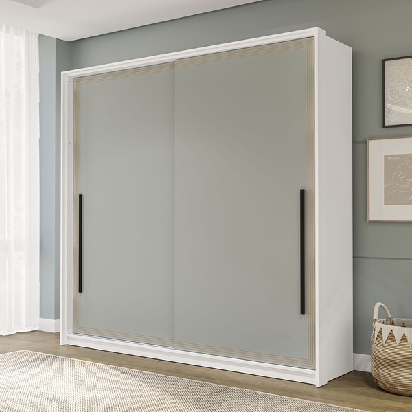 Guarda-Roupa Casal Valência 2 Portas 2 Gavetas Branco/Verde - Politorno