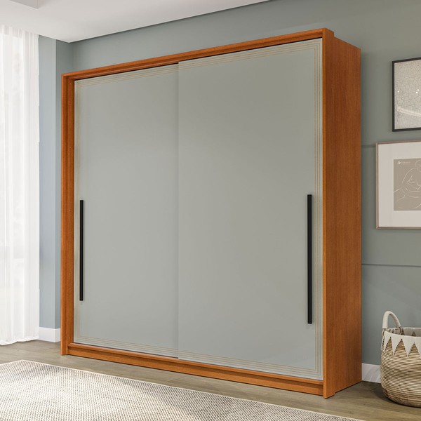 Guarda-Roupa Casal Valência 2 Portas 2 Gavetas Freijó/Verde - Politorno