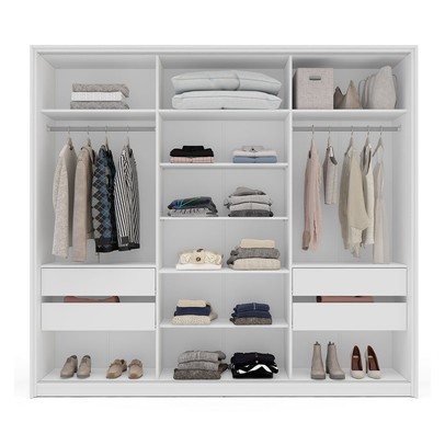 Guarda-Roupa Casal Valência 3 Portas 4 Gavetas Branco/Azul - Politorno