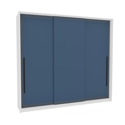 Guarda-Roupa Casal Valência 3 Portas 4 Gavetas Branco/Azul - Politorno