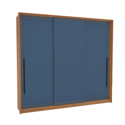 Guarda-Roupa Casal Valência 3 Portas 4 Gavetas Freijó/Azul - Politorno