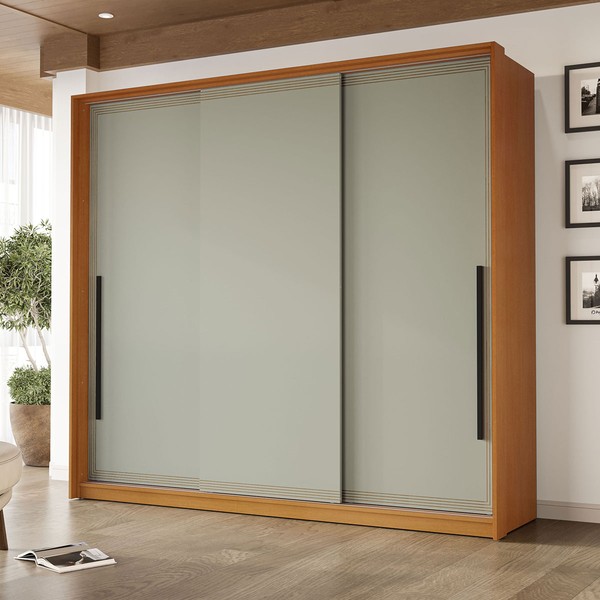 Guarda-Roupa Casal Valência 3 Portas 4 Gavetas Freijó/Verde - Politorno