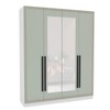 Guarda-Roupa Casal Valência 4 Portas 4 Gavetas com Espelho Branco/Verde - Politorno