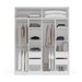 Guarda-Roupa Casal Valência 4 Portas 4 Gavetas com Espelho Branco/Creme - Politorno