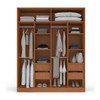 Guarda-Roupa Casal Valência 4 Portas 4 Gavetas com Espelho Freijó/Branco - Politorno