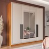 Guarda-Roupa Casal Valência 4 Portas 4 Gavetas com Espelho Freijó/Creme - Politorno