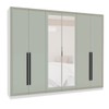 Guarda-Roupa Valência 6 Portas 4 Gavetas com Espelho Branco/Verde - Politorno