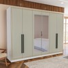 Guarda-Roupa Valência 6 Portas 4 Gavetas com Espelho Branco/Verde - Politorno