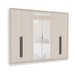 Guarda-Roupa Valência 6 Portas 4 Gavetas com Espelho Branco/Creme - Politorno