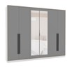 Guarda-Roupa Valência 6 Portas 4 Gavetas com Espelho Branco/Cinza - Politorno