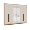 Guarda-Roupa Valência 6 Portas 4 Gavetas com Espelho Freijó/Creme - Politorno
