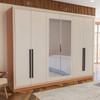 Guarda-Roupa Valência 6 Portas 4 Gavetas com Espelho Freijó/Creme - Politorno