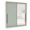 Guarda-Roupa Casal Valência 2 Portas 2 Gavetas com Espelho Branco/Verde - Politorno