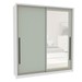 Guarda-Roupa Casal Valência 2 Portas 2 Gavetas com Espelho Branco/Verde - Politorno