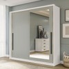 Guarda-Roupa Casal Valência 2 Portas 2 Gavetas com Espelho Branco/Verde - Politorno