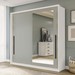 Guarda-Roupa Casal Valência 2 Portas 2 Gavetas com Espelho Branco/Verde - Politorno