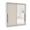 Guarda-Roupa Casal Valência 2 Portas 2 Gavetas com Espelho Branco/Creme - Politorno