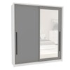 Guarda-Roupa Casal Valência 2 Portas 2 Gavetas com Espelho Branco/Cinza - Politorno
